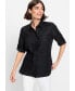 ფოტო #1 პროდუქტის Women's Cotton Linen Shirt with Rolled Sleeve Tab Detail