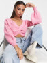 Miss Selfridge wrap jumper in pink