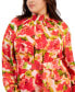 Фото #4 товара Plus Size Printed Belted Blouson-Sleeve Maxi Dress