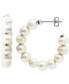 ფოტო #1 პროდუქტის Cultured Freshwater Pearl (5mm) Small Hoop Earrings in Sterling Silver, 1", Created for Macy's