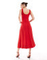 & Other Stories knitted midi dress with flare hem in red