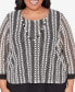 Plus Size Opposites Attract Striped Texture Top with Necklace