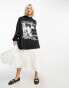 ASOS DESIGN oversized hoodie with rogues indie graphic in black