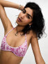 Фото #1 товара Weekday Jet halter bikini top in pink ripple print exclusive to ASOS