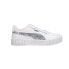 Фото #1 товара Puma Carina 2.0 Cloudy Metallic Logo Lace Up Toddler Girls White Sneakers Casua