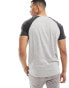 Brave Soul raglan t-shirt in light grey marl & dark charcoal marl