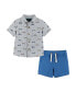 ფოტო #1 პროდუქტის Baby Boys Sharks Short Sleeve Buttondown and Shorts Set