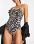 Фото #1 товара Accessorize frill swimsuit in leopard print