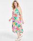 Фото #2 товара Plus Size 100% Linen Printed Maxi Tank Dress, Created for Macy's