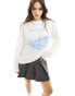 ASOS DESIGN long sleeve skater tee with stockholm graphic in cream