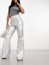 Amy Lynn matte Lupe wide leg trouser in silver