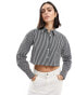 Threadbare cropped shirt in black and white stripe