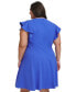 Plus Size Flutter-Sleeve Scuba-Crepe Fit & Flare Dress