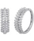 ფოტო #1 პროდუქტის Diamond Triple Row Small Hoop Earrings (2 ct. t.w.) in 10k White Gold