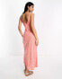 Фото #4 товара ASOS DESIGN high apex maxi slip dress in spun in pink and red zebra print