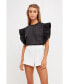 ფოტო #3 პროდუქტის Women's Ruffle Sleeve Poplin Top