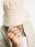 Фото #3 товара ASOS DESIGN wide brim bucket hat in stone linen