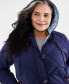 Фото #3 товара Plus Size Quilted Hooded Jacket, Created for Macy's