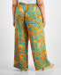 Фото #2 товара Trendy Plus Size Floral Flat-Front Wide-Leg Pants, Created for Macy's