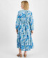 Фото #3 товара Women's Printed Linen Tiered Midi Dress, Regular & Petite, Created for Macy's