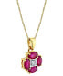 ფოტო #2 პროდუქტის Ruby (1-3/8 ct. t.w.) & Diamond (1/20 ct. t.w.) Flower 18" Pendant Necklace in 14k Gold