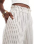 Фото #2 товара Vila linen touch pinstripe wide leg trousers in cream