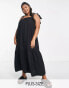 Фото #2 товара New Look Curve tie strap tiered smock midi dress in black