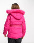 Фото #6 товара Threadbare Ski puffer jacket with faux fur trim hood in pink