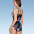 Women's Waist Detail Over the Shoulder One Piece Swimsuit - Aqua Green Black