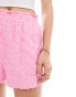 ASOS DESIGN tailored flippy short in textured check in pink