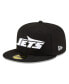 ფოტო #1 პროდუქტის Men's Black New York Jets B-Dub 59FIFTY Fitted Hat