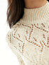 Mango high neck stitch detail jumper in beige