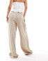 Vila weighted plisse satin feel wide leg trousers in beige Federgrau, 40 - фото #2