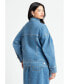 ფოტო #3 პროდუქტის Plus Size Denim Jacket With Cinched Waist