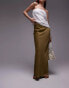 Фото #1 товара Topshop satin bias maxi skirt in khaki