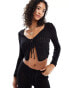 Mango tie knitted co-ord cardigan in black