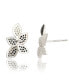 Suzy Levian Sterling Silver Cubic Zirconia Flower Petal Mismatched Large Studs Earrings