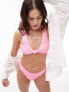 Фото #1 товара Topshop mix and match crinkle knot front bikini top in pink