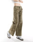 Фото #2 товара Pull&Bear drawstring hem relaxed poplin trouser in washed khaki