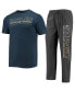 ფოტო #1 პროდუქტის Men's Heathered Charcoal, Navy Georgia Southern Eagles Meter T-shirt and Pants Sleep Set