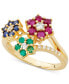 ფოტო #1 პროდუქტის Multi-Gemstone (1-3/8 ct. t.w.) Floral Ring in 14k Gold