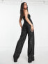 Фото #2 товара Kyo The Brand sequin cut out bust detail relaxed jumpsuit in black