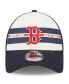 ფოტო #2 პროდუქტის Men's White, Navy Boston Red Sox Team Stripe Trucker 9FORTY Snapback Hat