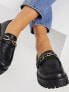 ASRA Exclusive Freya chunky loafers in black leather with gold trim