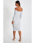 ფოტო #3 პროდუქტის Women's Stretch Shimmer Cowl Bardot Midi Dress