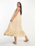 Фото #2 товара Vero Moda Tall tie shoulder beach maxi dress in cream