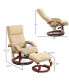 Фото #3 товара Recliner Chair with Ottoman, Electric Faux Leather Recliner with 10 Vibration Points and 5 Massage Mode, Reclining Chair with Remote Control, Swivel Wood Base and Side Pocket, Beige