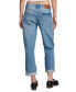 ფოტო #2 პროდუქტის Women's Button-Fly Patched Mid-Rise Boy Jeans