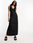 ASOS DESIGN soft denim sleeveless maxi dress with lace insert in washed black