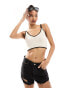 In The Style knitted crop top co-ord with contrast trim in cream Бежевый, EU 38-40 - фото #1